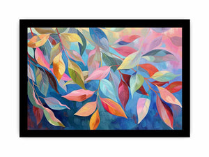 Pastel botanical leaf canvas art for soft modern bedroom decor.