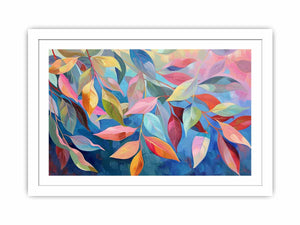 Pastel botanical leaf canvas art for soft modern bedroom decor.