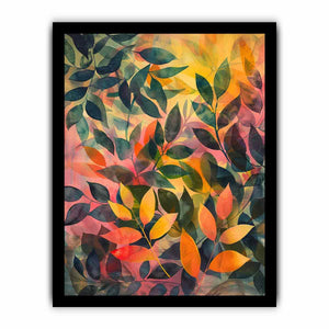 Layered botanical leaf canvas art for warm modern bedroom decor.