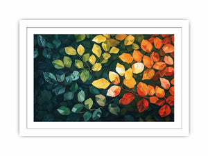 Warm leafy botanical canvas art for modern living room wall decor.