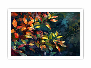 Moody botanical leaf canvas art for luxury living room decor.