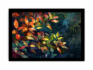 Moody botanical leaf canvas art for luxury living room decor.