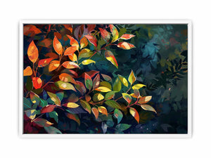 Moody botanical leaf canvas art for luxury living room decor.