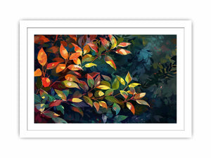 Moody botanical leaf canvas art for luxury living room decor.