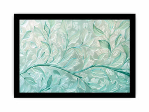 Mint botanical leaf canvas art for calm modern bedroom decor.