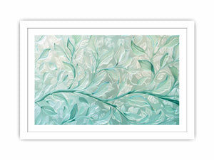 Mint botanical leaf canvas art for calm modern bedroom decor.