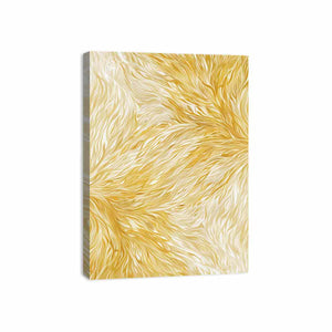 Elegant gold feather pattern canvas art for calm luxury bedroom or hallway decor.