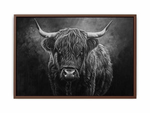 Highland Cow Black & white Poster