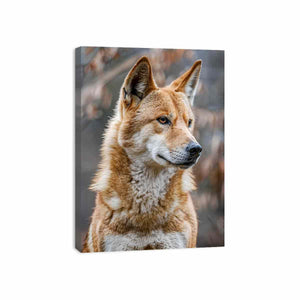 Dingo-inspired wild dog canvas art for earthy modern living room decor.