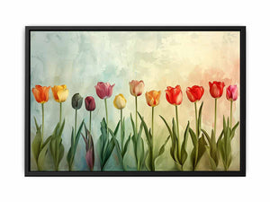 Colorful tulip floral canvas print for fresh spring home decor.