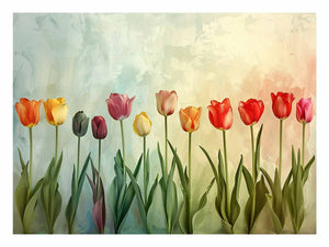 Colorful tulip floral canvas print for fresh spring home decor.