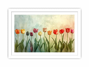 Colorful tulip floral canvas print for fresh spring home decor.