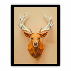 Geometric deer canvas art with antlers for modern entryway decor.
