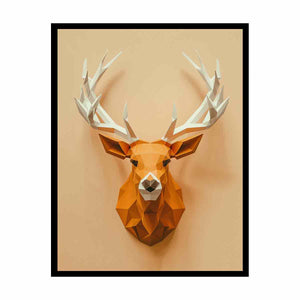Geometric deer canvas art with antlers for modern entryway decor.