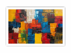 Bold abstract color block canvas art for modern loft wall decor.