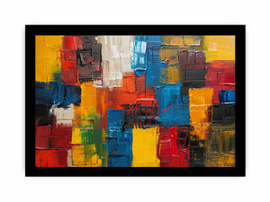 Bold abstract color block canvas art for modern loft wall decor.