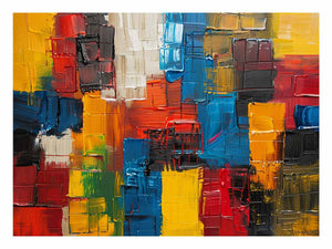 Bold abstract color block canvas art for modern loft wall decor.
