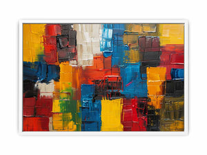 Bold abstract color block canvas art for modern loft wall decor.