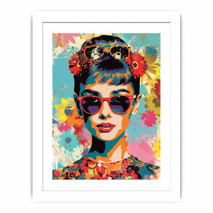 Retro pop art woman with sunglasses canvas for stylish bedroom decor.