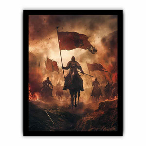 Medieval battle rider for modern living room decor with premium canvas art style.