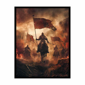 Medieval battle rider for modern living room decor with premium canvas art style.