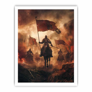 Medieval battle rider for modern living room decor with premium canvas art style.