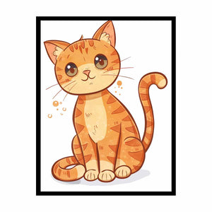 Cute orange kitten illustration for modern living room decor with premium canvas art style.