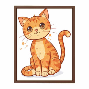 Cute orange kitten illustration for modern living room decor with premium canvas art style.
