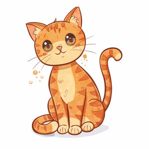 Cute orange kitten illustration for modern living room decor with premium canvas art style.