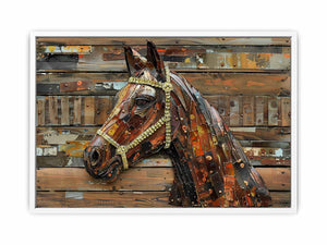Industrial horse sculpture for modern living room decor with premium canvas art style.