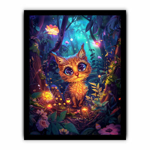 Fantasy kitten forest for modern living room decor with premium canvas art style.