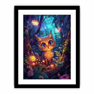 Fantasy kitten forest for modern living room decor with premium canvas art style.