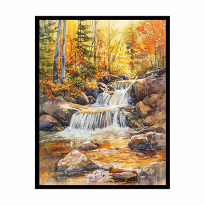 Forest Waterfall Painting