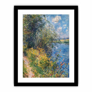 Impressionist riverside meadow canvas art with wildflowers for peaceful home decor.