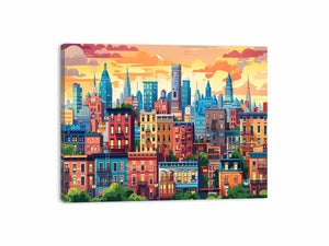 Vibrant Cityscape Canvas Print