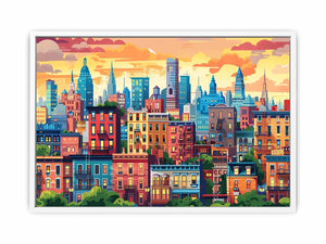 Vibrant Cityscape Framed Print