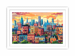 Vibrant Cityscape Streched canvas