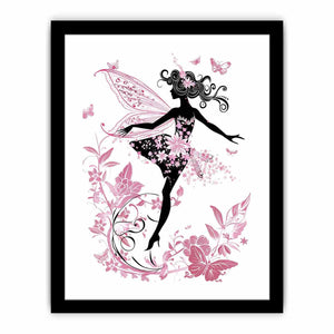 Blush pink fairy silhouette canvas art for a magical girls bedroom.