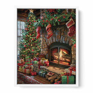 Festive Fireplace Framed Print