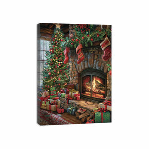 Festive Fireplace Canvas Print