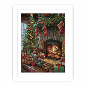 Festive Fireplace Streched canvas