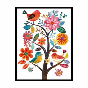 Cute Flower Birds Painting