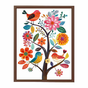 Cute Flower Birds Poster