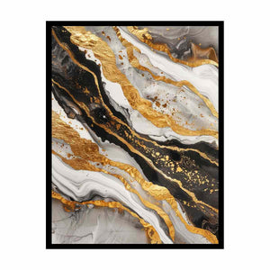 Black Gold Marble Painting Canvas Print