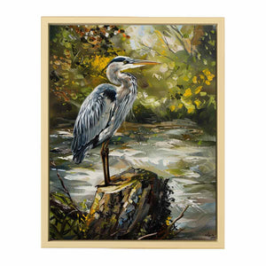 Grey Heron Bird Painting Art Print