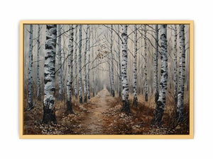 Grey Birch Trees Streched canvas