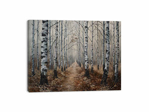 Grey Birch Trees Painting
