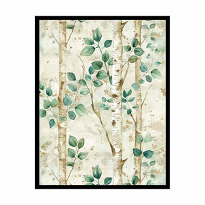 Birchtree Watercolor Painting Canvas Print