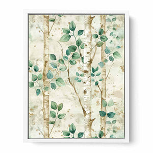 Birchtree Watercolor Painting Framed Print