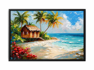 Wodden House On Beach Canvas Print